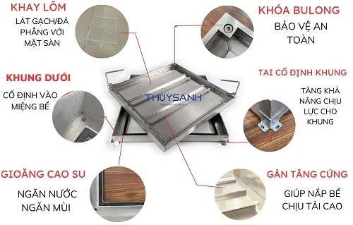 Các bộ phận của một nắp bể nước ngầm 60x60