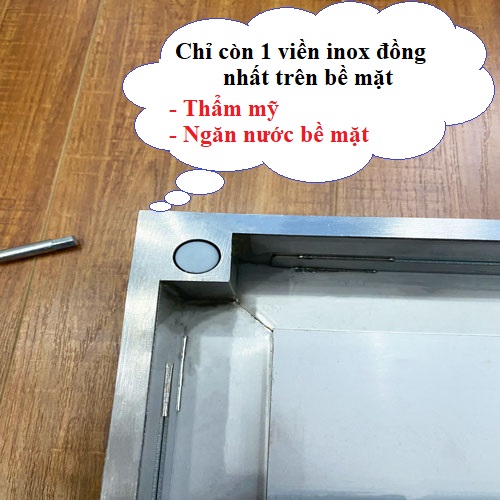 Viền inox liền chạy xung quanh mặt trên nắp bể nước ngầm